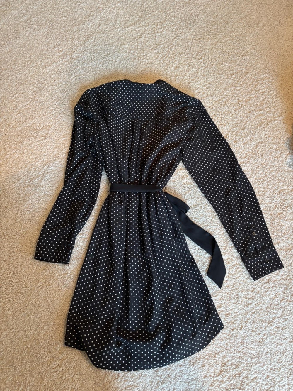EUC Express Long-Sleeve Black and White Polka Dot Shirt Dress - Picture 6 of 7